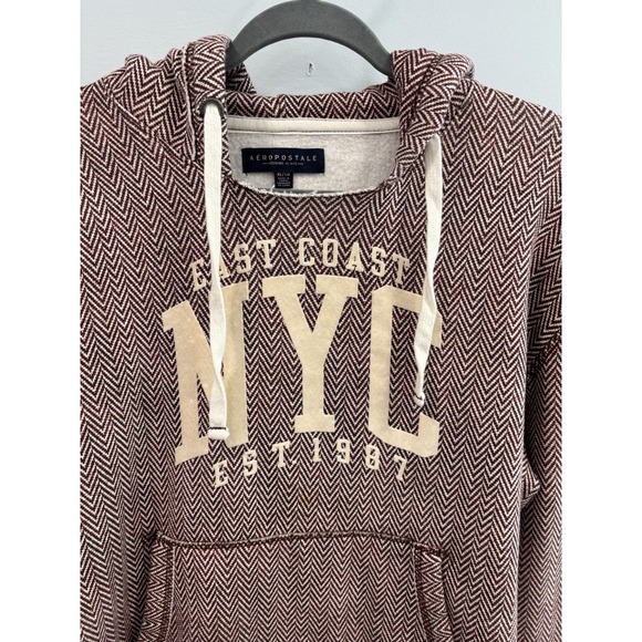 Aeropostale Women's NYC Graphic 1987 Hoodie Sweater Herringbone XL Y2K Skater - Picture 4 of 7